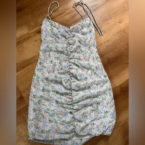 Hello Molly- Floral Ruched Spaghetti Strap Dress